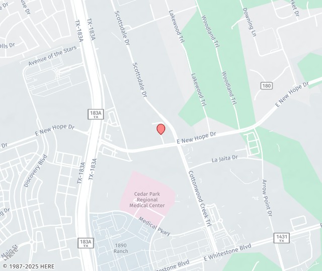 Location Map: 1513 E. New Hope Dr., Bldg. D Cedar Park, TX 78641